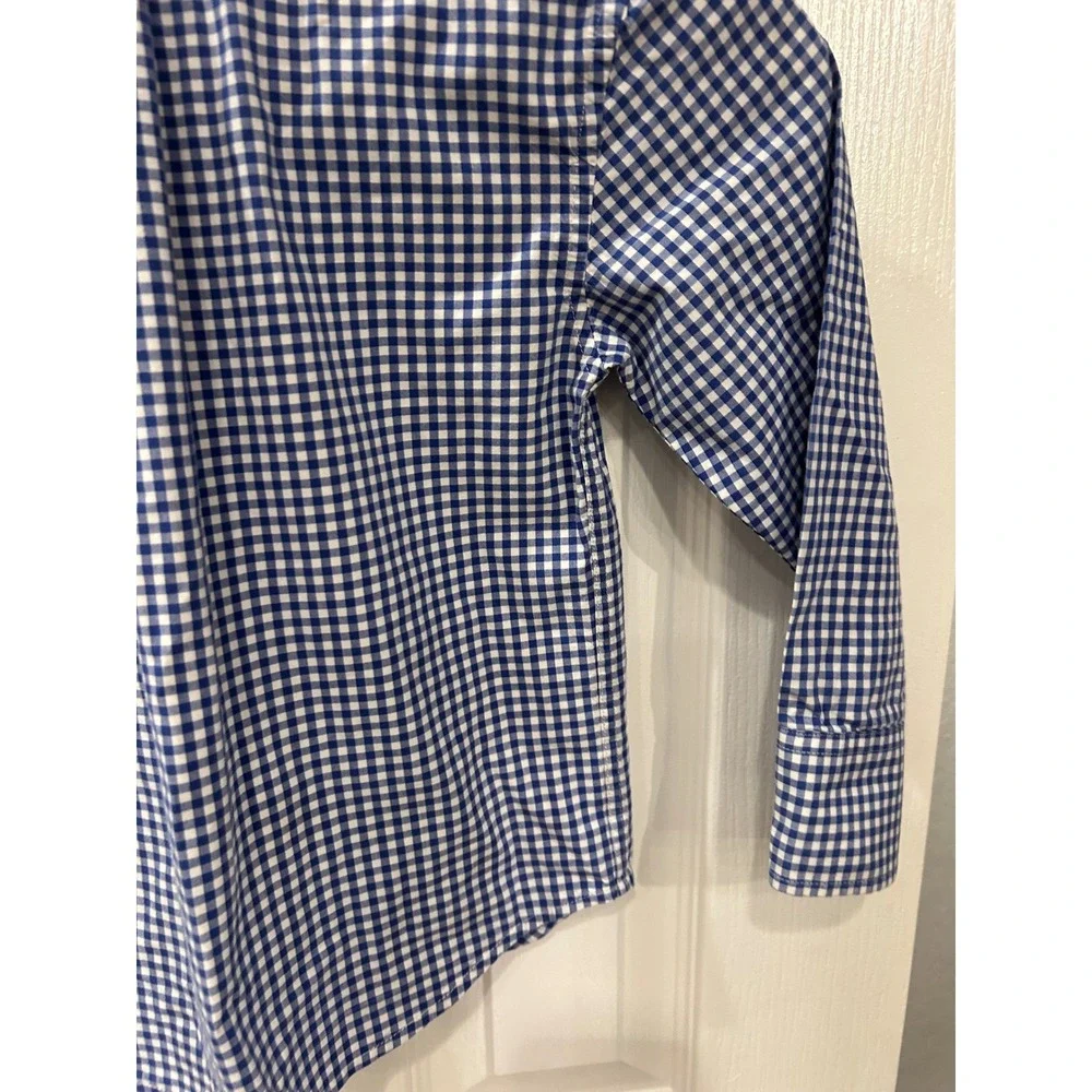 Johnnie-O Boys Blue Gingham Long Sleeve Button‎ Down Shirt Size 4 k7100